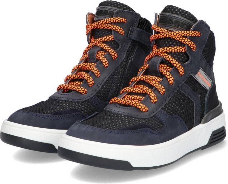 Braqeez leren sneakers donkerblauw