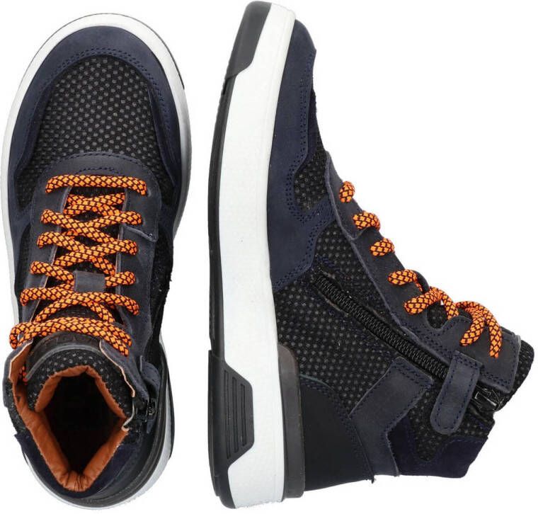 Braqeez leren sneakers donkerblauw