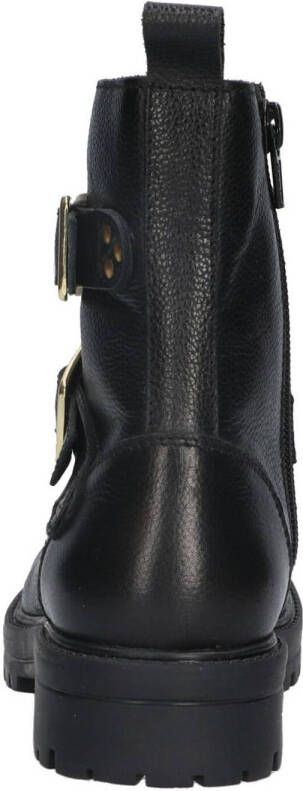 Braqeez Mila Moxie chunky leren bikerboots zwart