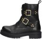 Braqeez 424783-589 Meisjes Biker Boots Zwart Leer Gesp Met Rits - Thumbnail 4