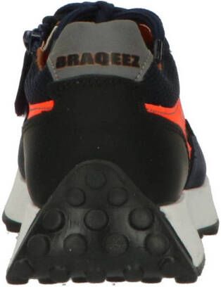 Braqeez Pelle Porto leren sneakers blauw oranje