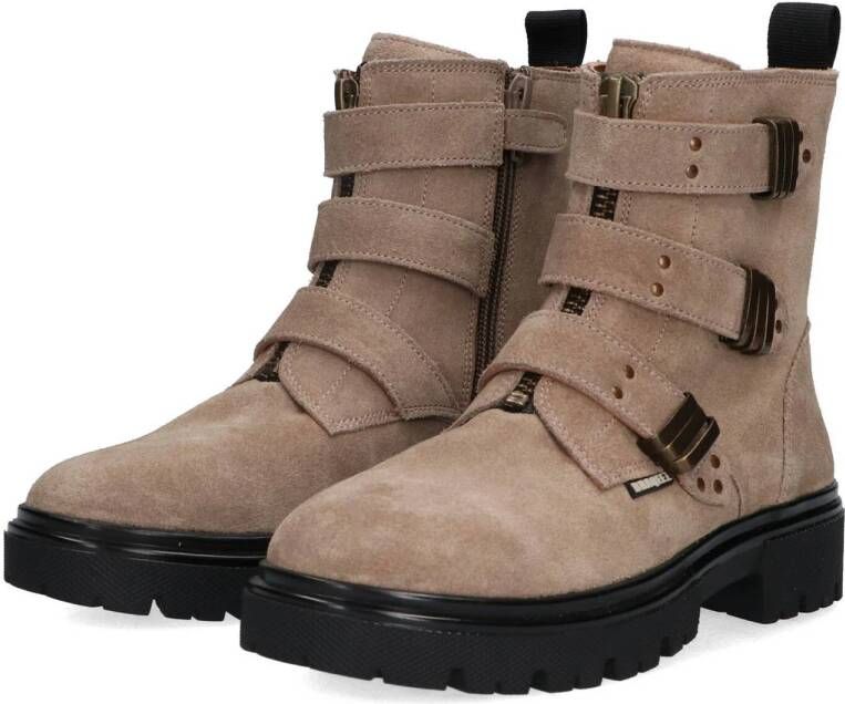 Braqeez suède bikerboots taupe