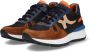 Braqeez 422942-413 Lage Sneakers Bruin Blauw Oranje Leer Veters - Thumbnail 6