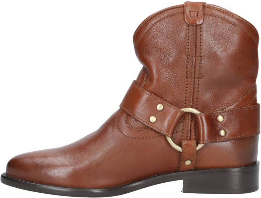 BRONX leren bikerboots cognac