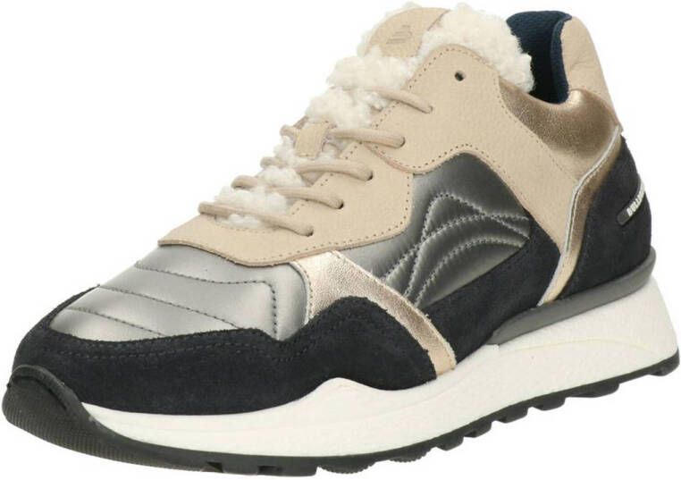 bullboxer Anisha Runner Low III leren sneakers zwart beige