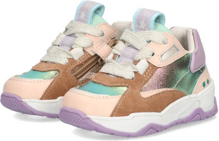 BunniesJR Cody Chunky leren sneakers lila bruin