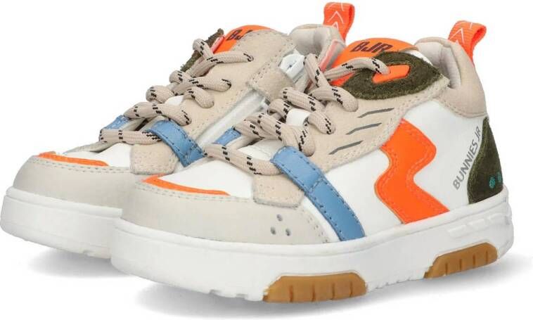 BunniesJR leren sneakers wit oranje blauw