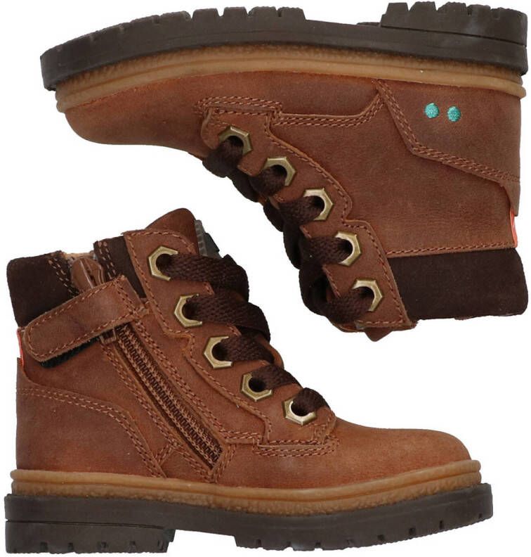 BunniesJR leren veterboots cognac