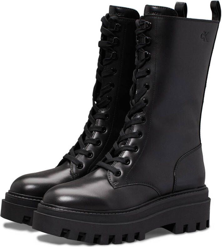 CALVIN KLEIN JEANS chunky leren veterboots zwart