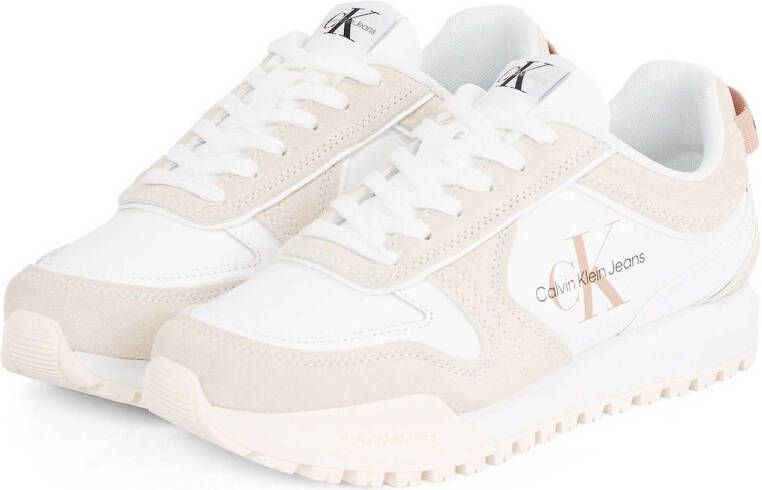 CALVIN KLEIN JEANS leren sneakers wit beige