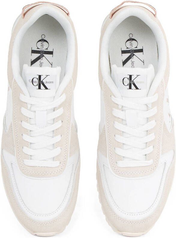 CALVIN KLEIN JEANS leren sneakers wit beige