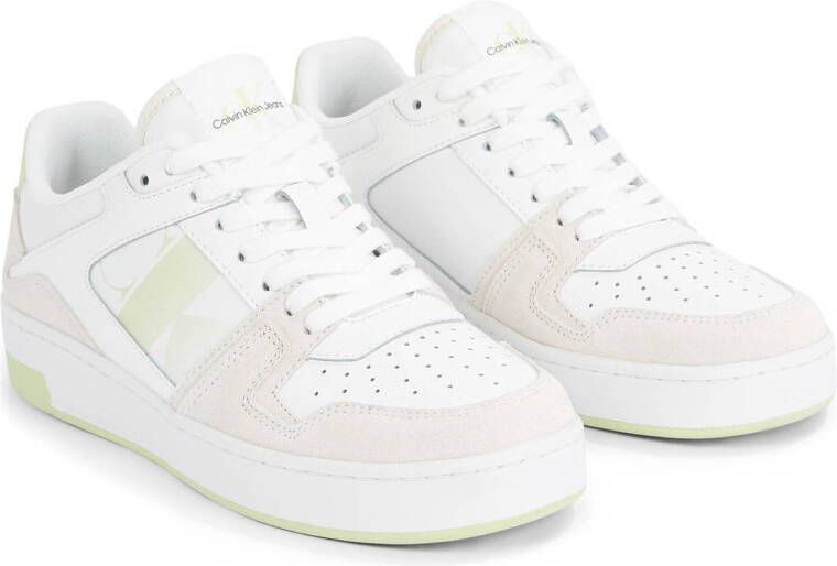 CALVIN KLEIN JEANS leren sneakers wit mint