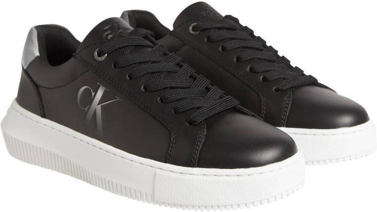 CALVIN KLEIN JEANS leren sneakers zwart zilver