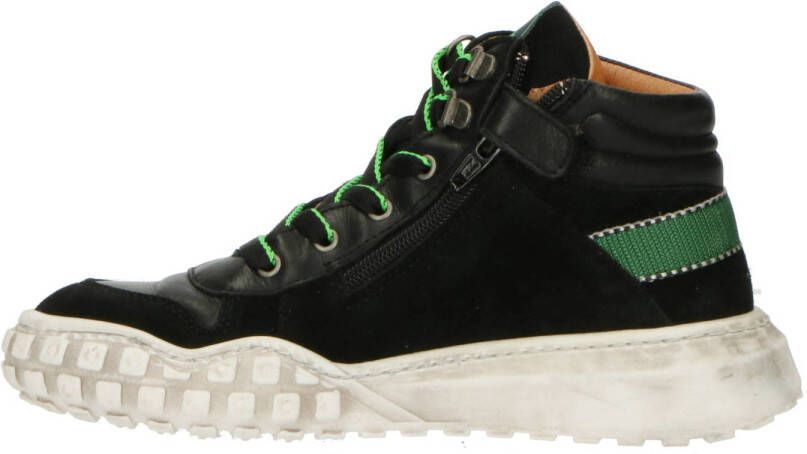 Develab 45687 leren sneakers zwart groen