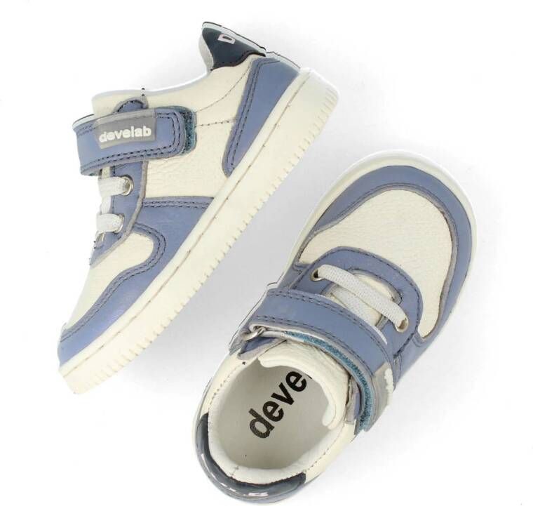 Develab leren sneakers blauw wit