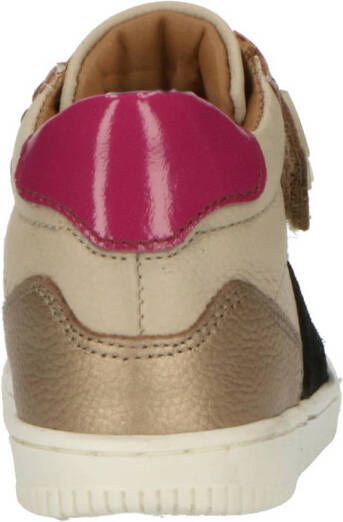 Develab leren sneakers zwart beige roze