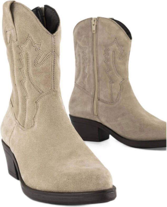 Oxmox suède cowboylaarzen beige