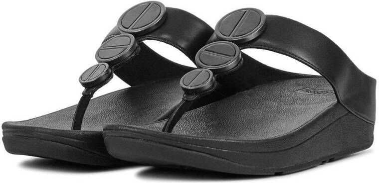 FitFlop TM leren slippers zwart