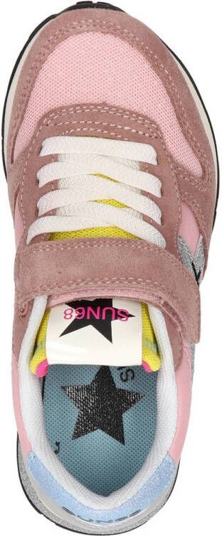 SUN68 Stargirl Glitter suède sneakers lichtroze