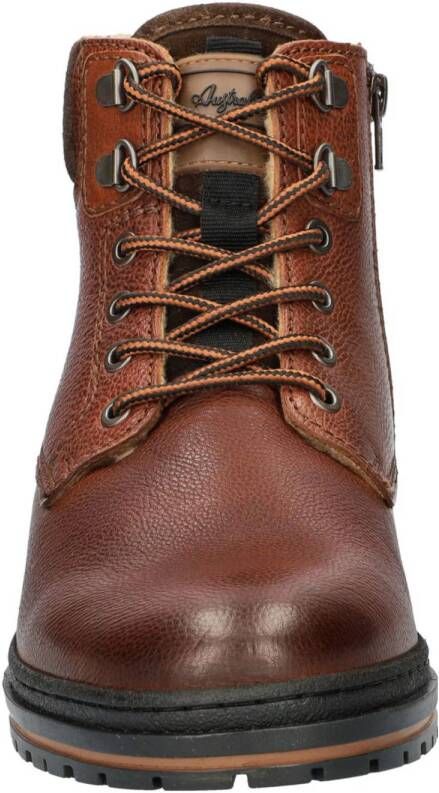 York leren veterboots cognac