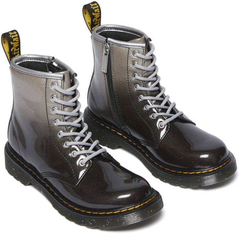 Dr. Martens 1460 Glitter J Kleuter Tiener lak veterboots zwart zilver