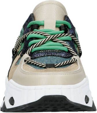 DWRS chunky leren sneakers groen ecru