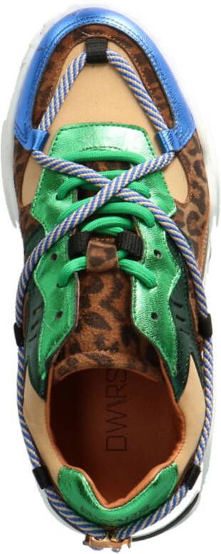 DWRS Jupiter chunky leren sneakers groen blauw