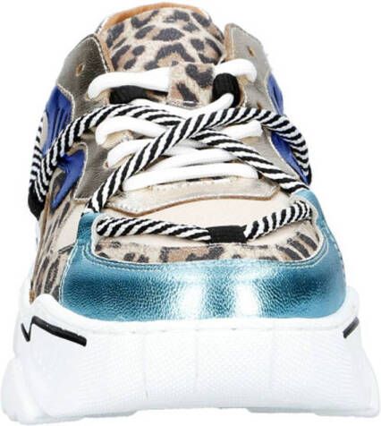 DWRS Jupiter leopard chunky leren sneakers zand aqua