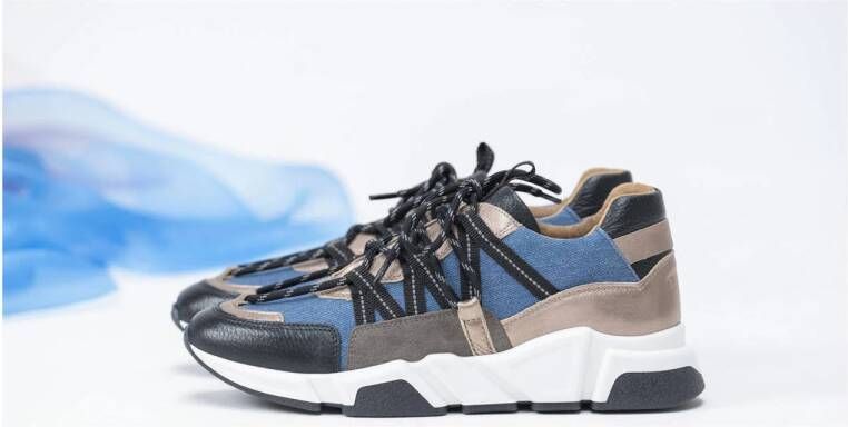 DWRS Los Angeles chunky leren sneakers brons denim