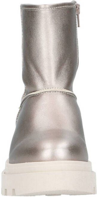 DWRS Oslo chunky leren enkelboots taupe metallic