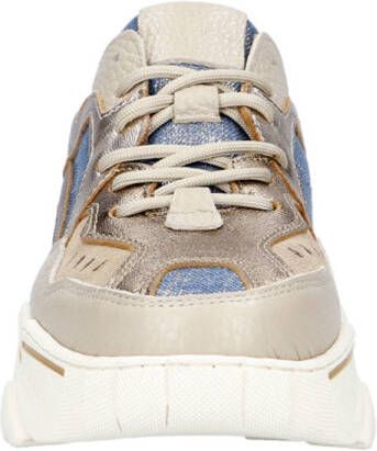 DWRS PLUTO denim chinky leren sneakers beige denim