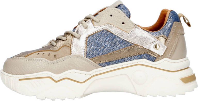 DWRS PLUTO denim chinky leren sneakers beige denim