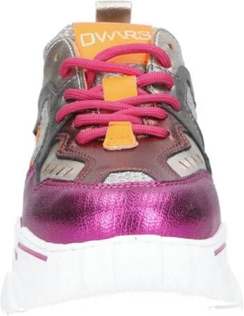 DWRS Pluto leren sneakers zilver fuchsia