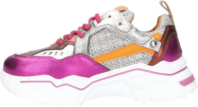 DWRS Pluto leren sneakers zilver fuchsia