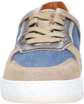 DWRS Rugby denim leren sneakers beige wit denim