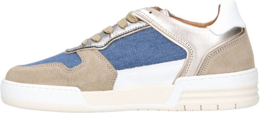 DWRS Rugby denim leren sneakers beige wit denim