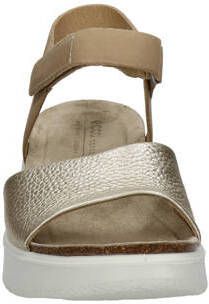 Ecco Flowt Wedge leren sandalen goud