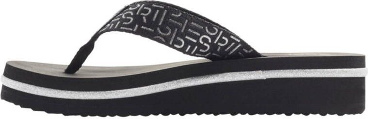 ESPRIT teenslippers zwart zilver