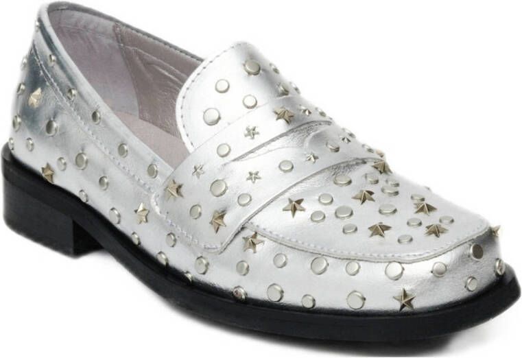 Fabienne Chapot leren loafers met studs zilver