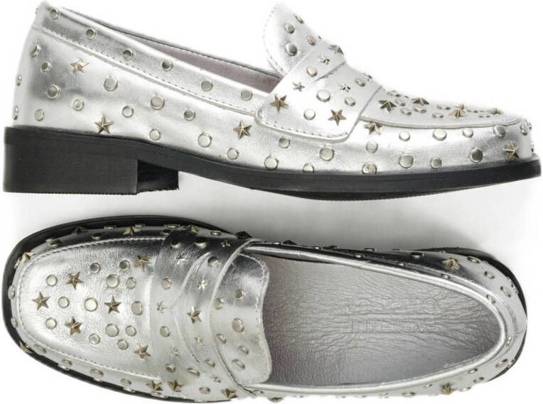 Fabienne Chapot leren loafers met studs zilver