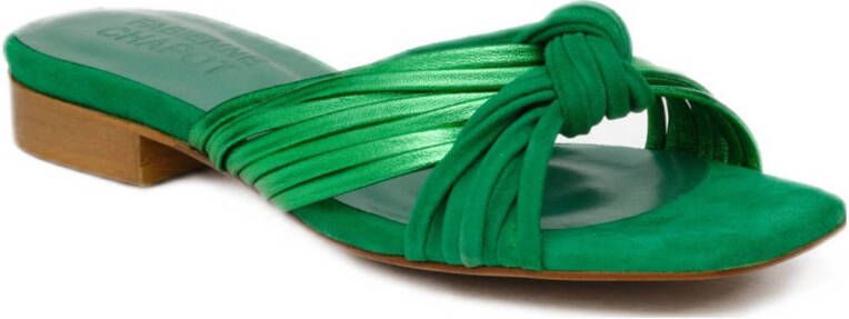 Fabienne Chapot leren muiltjes groen metallic