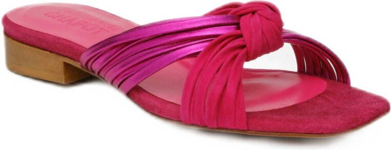 Fabienne Chapot leren muiltjes roze metallic