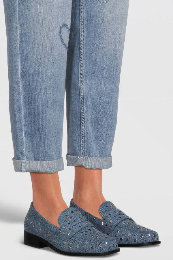 Fabienne Chapot loafers met studs denimblauw