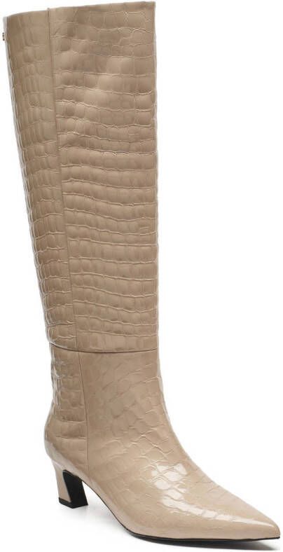 Fabienne Chapot Strega Boot lakleren hoge laarzen met crocoprint beige