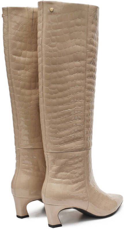 Fabienne Chapot Strega Boot lakleren hoge laarzen met crocoprint beige