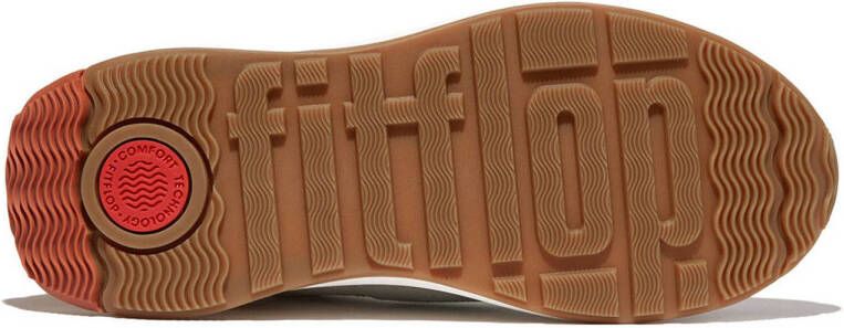 FitFlop TM F-Mode Flow leren sneakers wit zalm groen