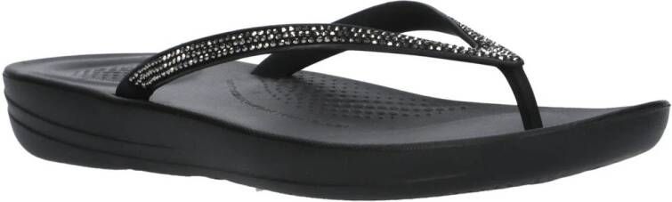 FitFlop TM Iqushion sparkle teenslippers zwart