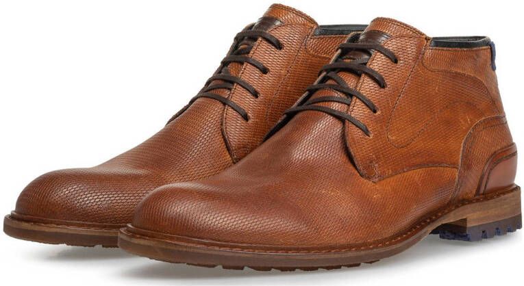 Floris van Bommel Crepi 03.29 leren veterschoenen cognac