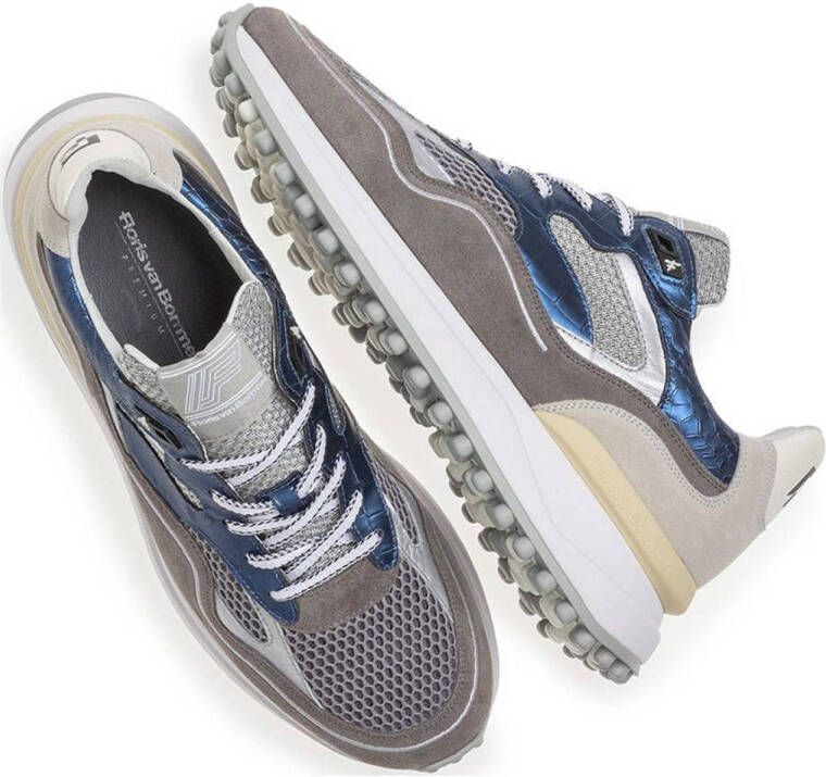 Floris van Bommel Noppi 39.00 leren sneakers blauw grijs