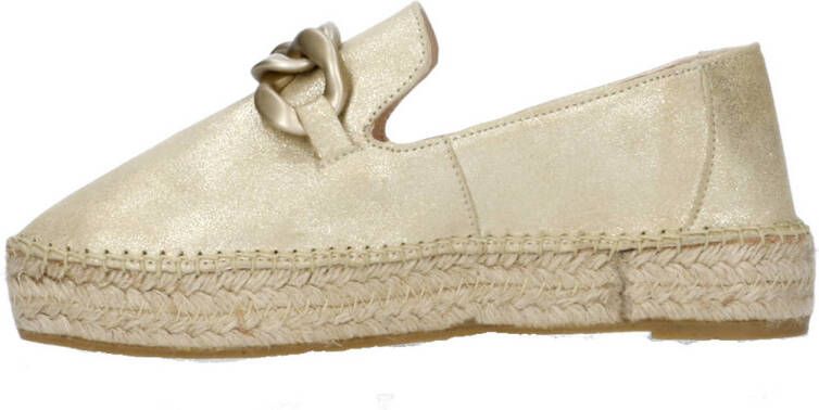 Fred de la Bretoniere leren espadrilles met ketting goud